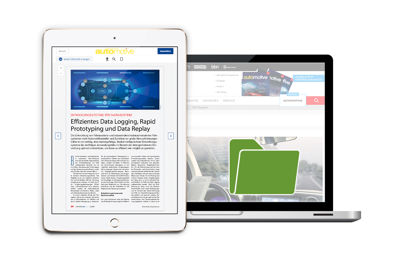 iPad und Laptop mit automotive Inhalten.