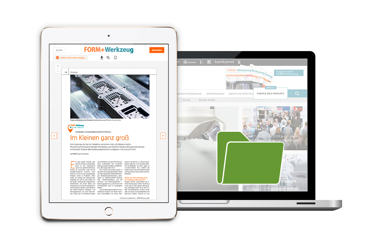 iPad und Laptop mit FW Magazininhalten.